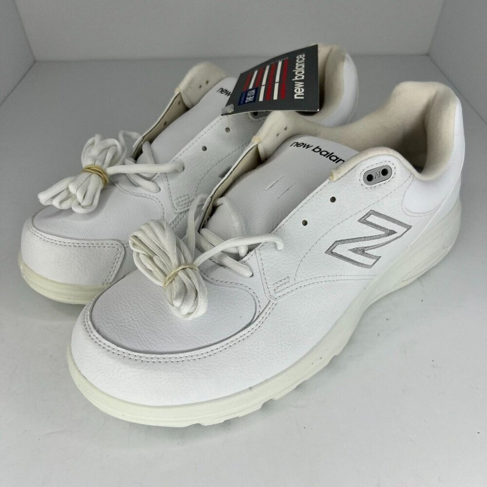 New Balance 674 Mens MW674WT White 2E Leather Lace Up Low Top Size 12 Sneakers